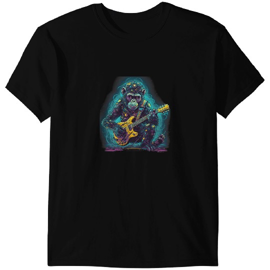 Guitar Lover Electric Guitar Rock Music Chimpanzee T-Shirts