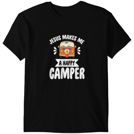 Christian Camp Camping Jesus Makes Me A Happy Camper Christ T-Shirts