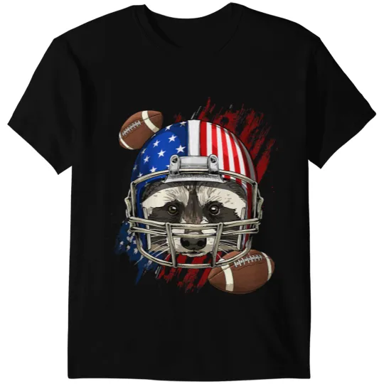 Football Gift Player Raccoon Face Trash Panda Patriotic T-Shirts