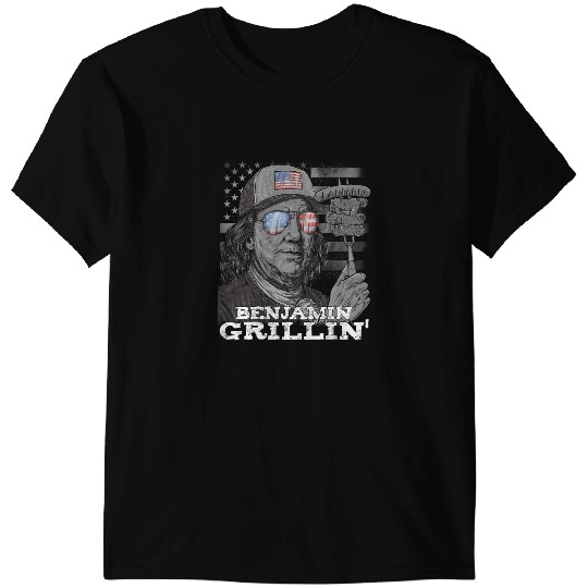 Benjamin Grilling Ben Franklin 4th of July USA BBQ Men T-Shirts