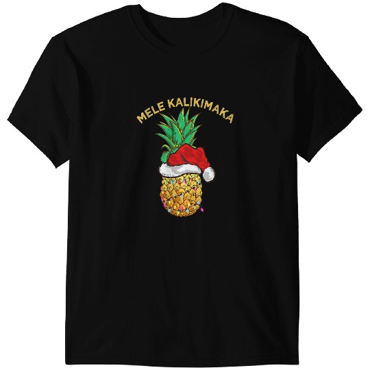 Mele Kalikimaka Hawaiian xmass pineapples Lights Gift T-Shirts