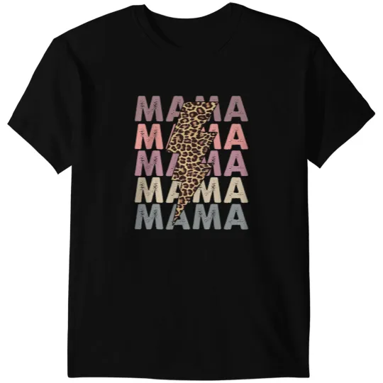 Mama Lightning Bolt Leopard Cheetah Mama Mini Matching T-Shirts