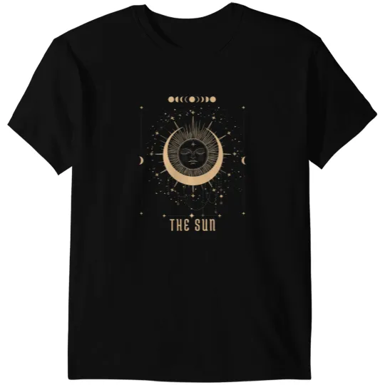 Dark Academia Aesthetic Tarot Card Celestial Sun and Moon T-Shirts