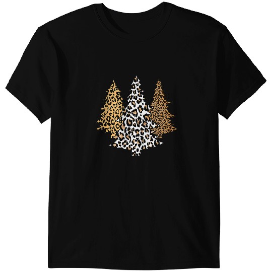 Leopard Christmas Trees Cheetah Animal Print Holiday T-Shirts