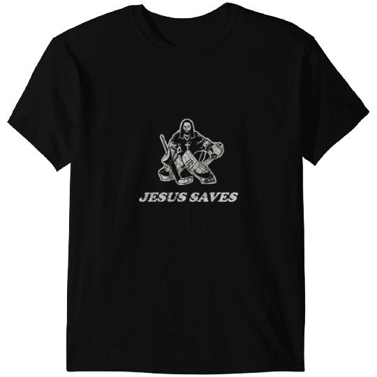 Hockey Gift Christian Jesus Saves Hockey Goalie T-Shirts