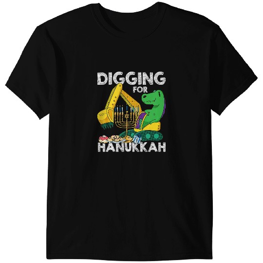 Kids Digging For Hanukkah Chanukah Menorah Jewish Construction T-Shirts