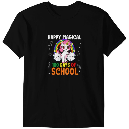 Unicorns Lover Pony Happy Magical 100 Days Of School Unicorns Funny Student Kids 75 T-Shirts