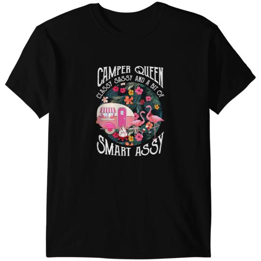 Pink Flamingo Camper Queen Classy Sassy Awesome Flamingo Flamingos T-Shirts