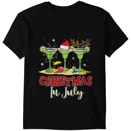 Three Glass Of Margarita Funny Drink Christmas in July T-Shirts