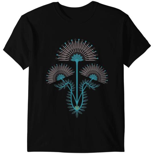 Mimosa Art Deco Jazz Age 1920s Floral Black Turquoise Blush T-Shirts