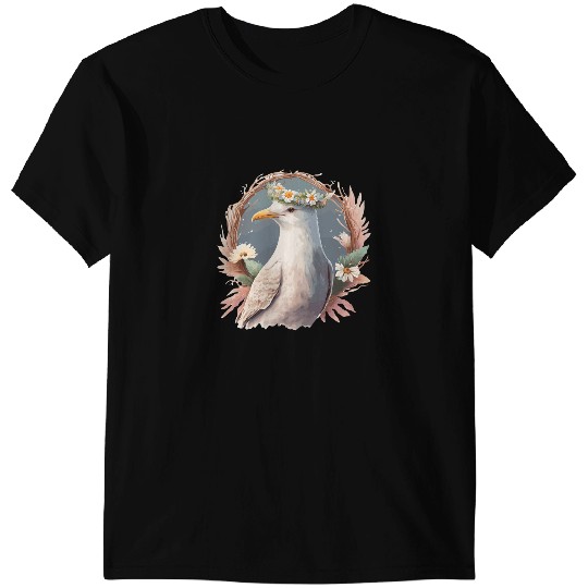 Seagull Lover Bird Flower Crown Floral Seabirds T-Shirts