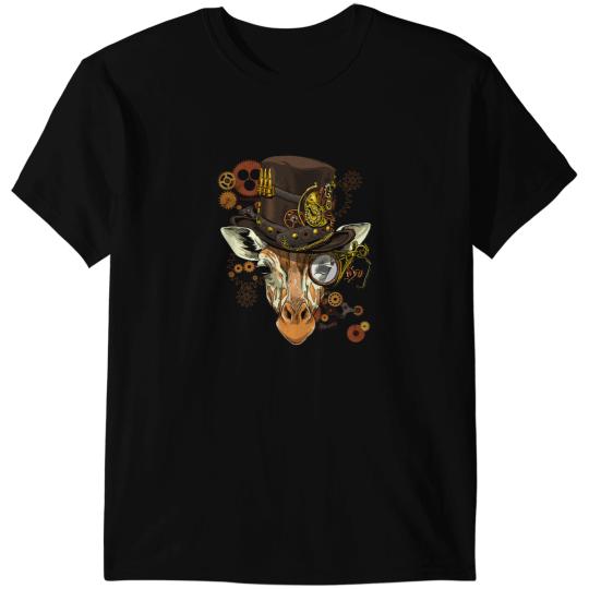 Giraffe Gift Steampunk Gothic Giraffes Mechanical Zoo Wild Animal Face T-Shirts