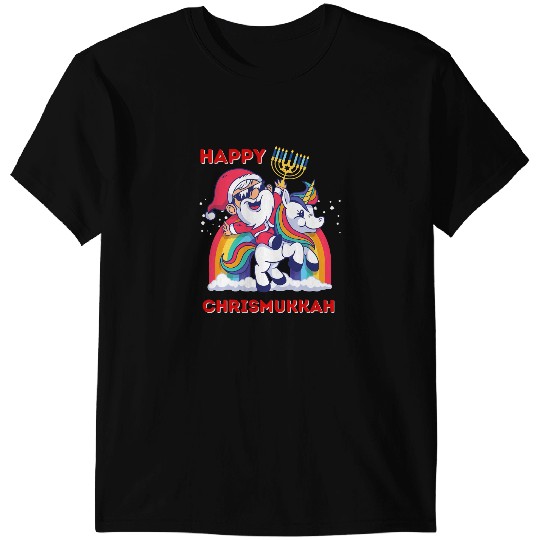 Unicorns Lover Pony Happy Christmukkah Hanukkah Santa Menorah Unicorns 5 T-Shirts