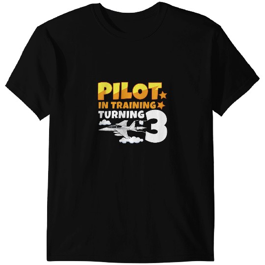 Pilot Job Kids Pilot Training Turning 3 Fighter Jet 3 Year Old 3rd Birthday T-Shirts