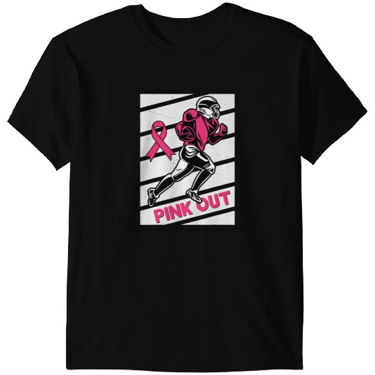 Football Gift Breast Cancer Pink Out Breast Cancer Awareness Bleached Football T-Shirts