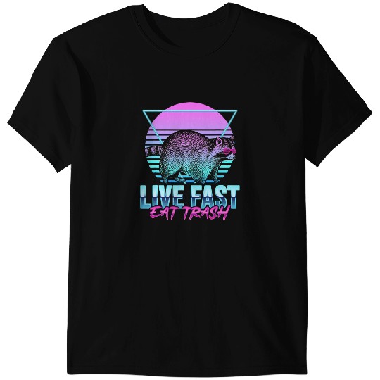 Camping Camp Live Fast Eat Trash Funny Raccoon Camping Retro Camper T-Shirts