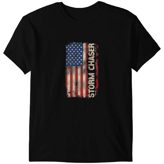 Storm Chaser Hurricane Meteorology Tornado Usa American Flag 4 T-Shirts