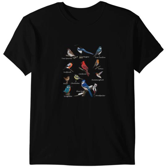 Garden Birds Cardinal Blue Jay Hummingbird Robin Wren Finch T-Shirts