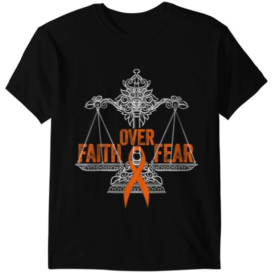 Leukemia Survivor Faith Over Fear Survivor Warrior Orange Leukemia Cancer T-Shirts