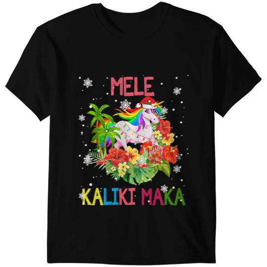 Unicorns Pony Mele Kalikimaka Merry xmass Floral Hawaiian Santa Unicorns 5 T-Shirts