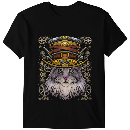 Cat Paws Steampunk Maine Coon Cat T-Shirts