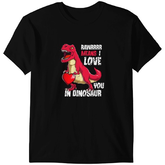 Dinosaur Dino TRex Valentines Day Rawr Means I Love You In Dinosaur Boys T-Shirts