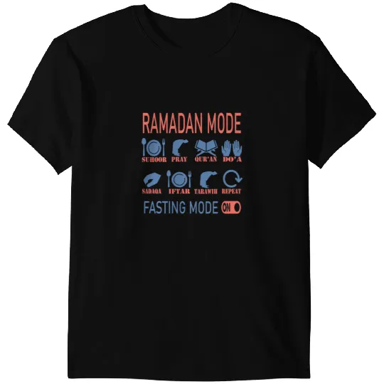 Ramadan Mubarak Kareem Calligraphy in Arabic Month Muslim T-Shirts