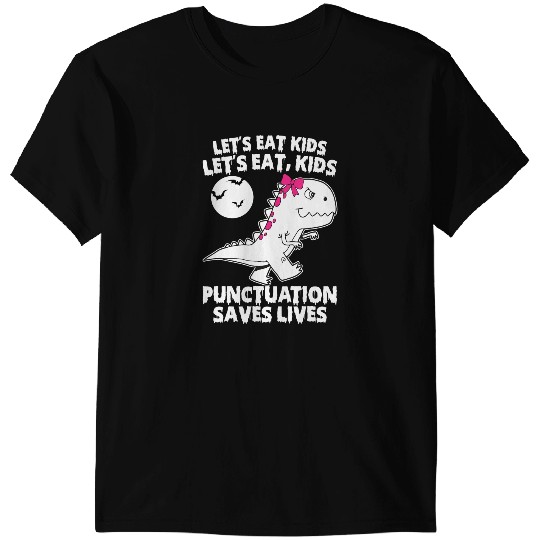 Dinosaur Dino Lets Eat Kids Punctuation Saves Lives Halloween Dinosaur Boy 4 T-Shirts
