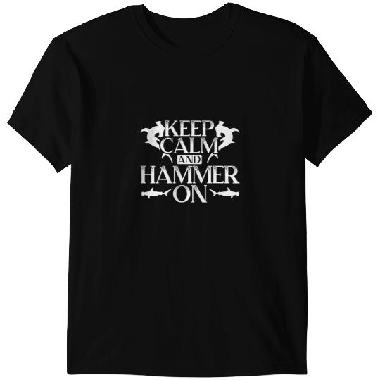 Ocean Shark Keep Calm And Hammer On Hammerhead Shark Marine Biology T-Shirts