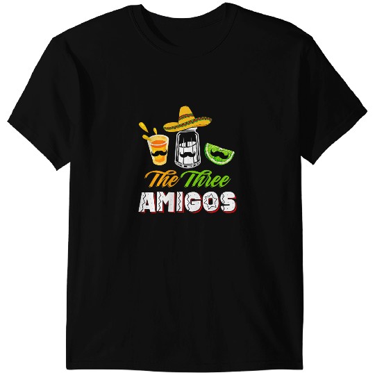The Three Amigos Cinco De Mayo Tequila Glass Bottle Lemon T-Shirts