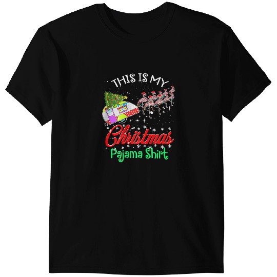 Pink Flamingo Camping Camper This Is My Christmas Pajamas 417 Flamingos T-Shirts