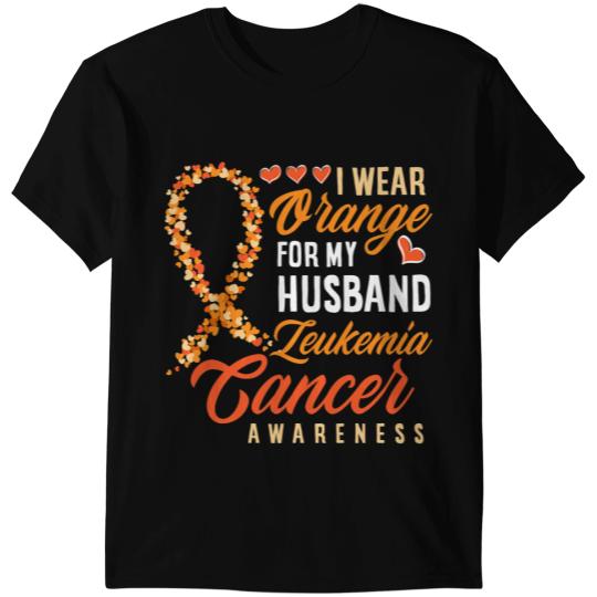 Leukemia Survivor I Wear Orange For My Husband Leukemia Cancer Awareness T-Shirts