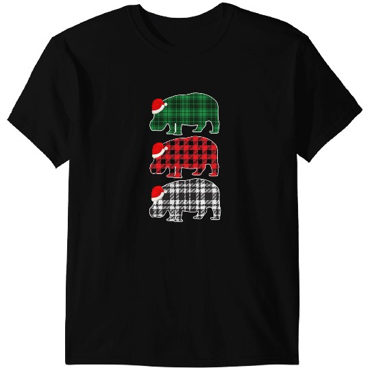 Hippo Gift Red Plaid Hippopotamus Green White Buffalo Christmas Tree 61 T-Shirts