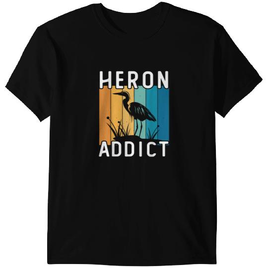 Retro Birding Heron Addict Bird T-Shirts
