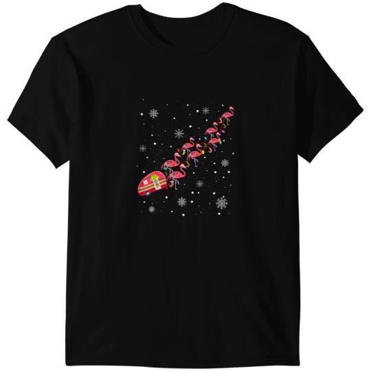 Pink Flamingo Merry Glamping Funny Christmas Flamingo Camper xmass 154 Flamingos T-Shirts