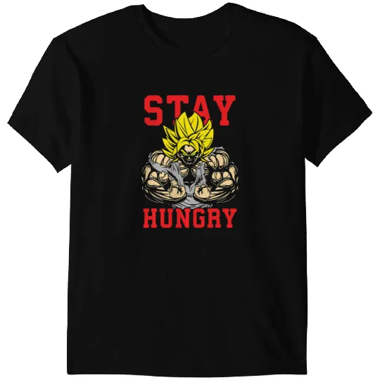 Stay Hungry Train Insaiyan Anime Gym Motivational T-Shirts