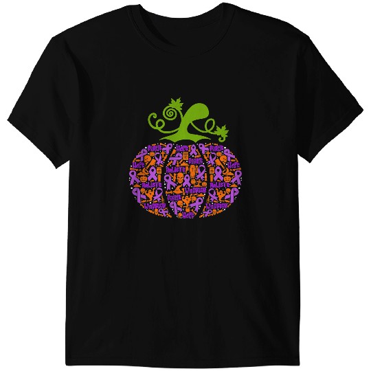 Pancreatic Warrior Halloween Pumpkin Purple Ribbon Fighter T-Shirts