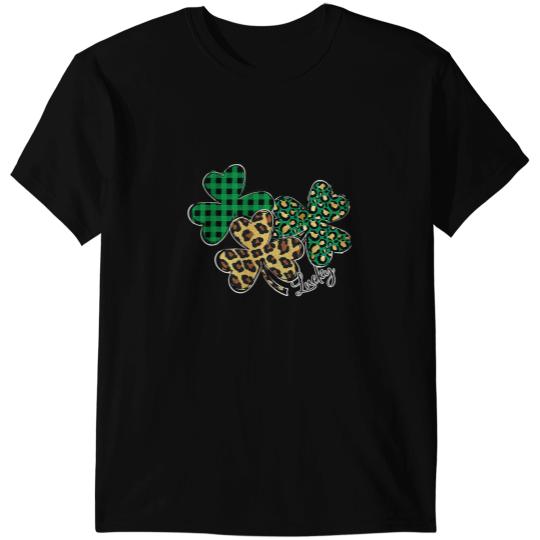 Plaid Shamrock Leopard Cheetah Lucky St Patricks Day Women 1 T-Shirts