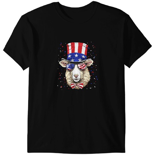 Sheep Lamb 4th of July American Sheep USA Flag 774 Ewe Sheeps T-Shirts