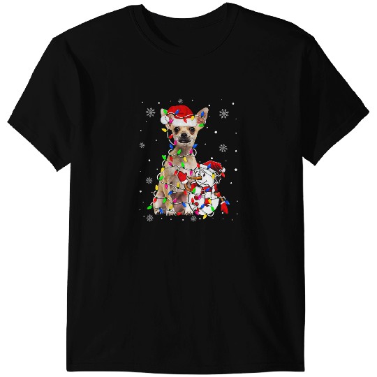 Chihuahuas Santa Hat Christmas Light xmass 125 Chihuahua Dog T-Shirts