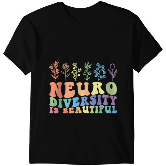 Neurodiversity is Beautiful Floral Pastel Rainbow Wildflower T-Shirts