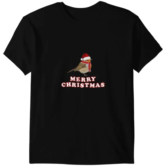 Robin Merry Christmas Bird Santa Claus Biologist T-Shirts
