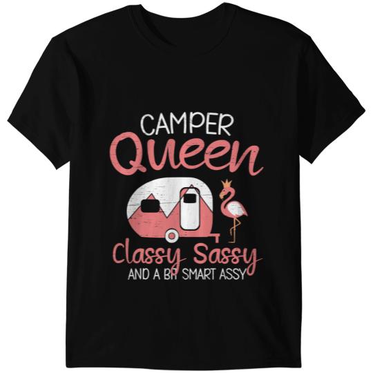 Pink Flamingo Camper Queen Ladys Melanin Flamingo 4 Flamingos T-Shirts