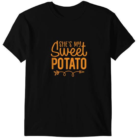 Mens Shes My Sweet Potato I Yam Set Couples Thanksgiving Funny T-Shirts