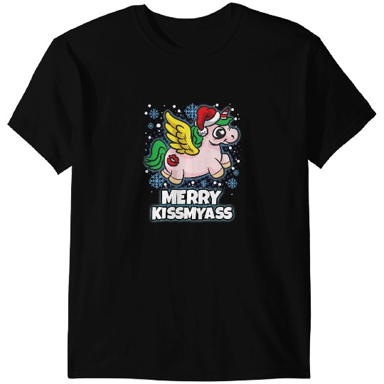 Unicorns Pony Merry kisss My asss Unicorns Angel Christmas Humor Saying 8 T-Shirts