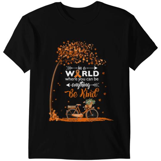 Leukemia Survivor in a world be kind leukemia cancer awareness tee orange tree T-Shirts