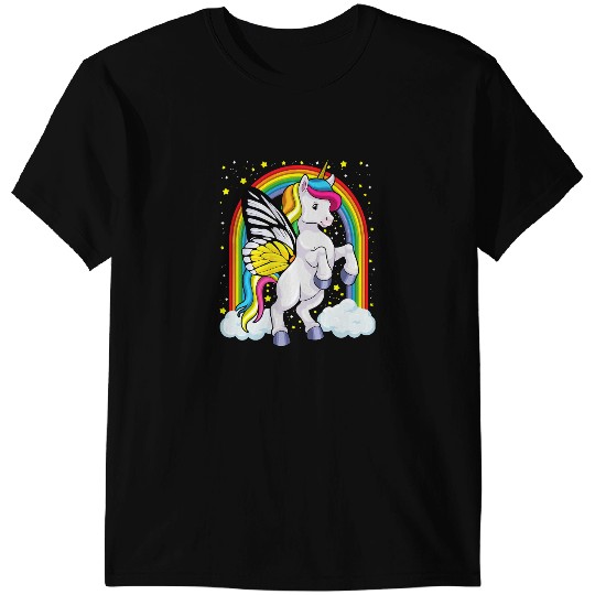 Unicorns Unicorns Butterfly Magical Rainbow Fantasy Animal Girls T-Shirts