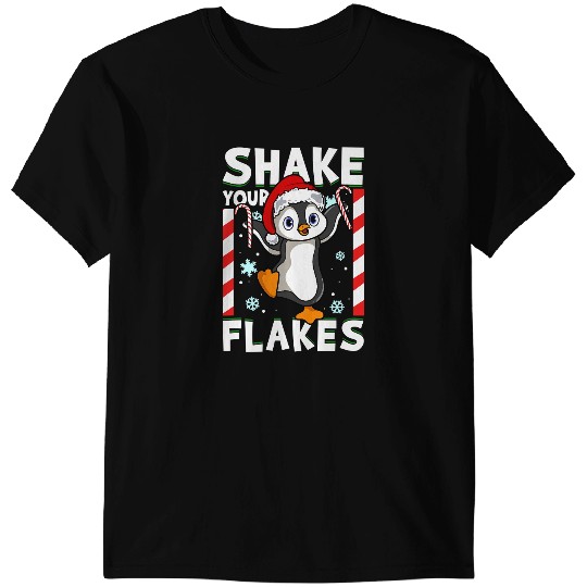 Penguin Shake Your Flakes Penguin with Candy Canes 177 Penguins T-Shirts