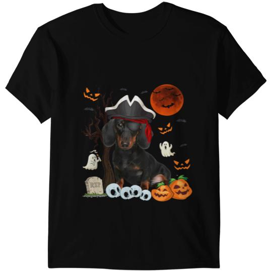 Wiener Pirate Kids Dog Pirate Pumpkin Lover Halloween 41 Dachshund Doxie T-Shirts