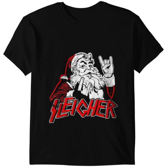 Sleigher Hail Santa Heavy Metal Christmas For Men Women T-Shirts